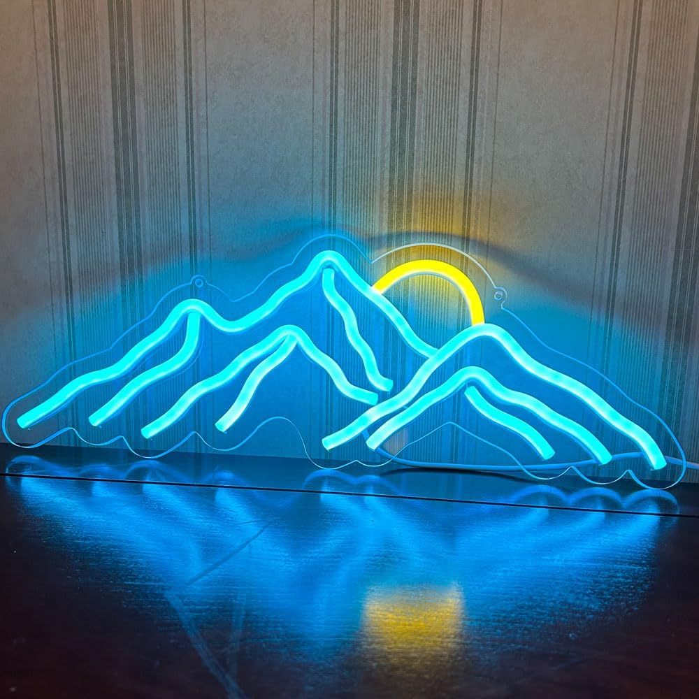 Outdoor Adventure Ideas - Enseigne néon LED Paysage Montagne Soleil