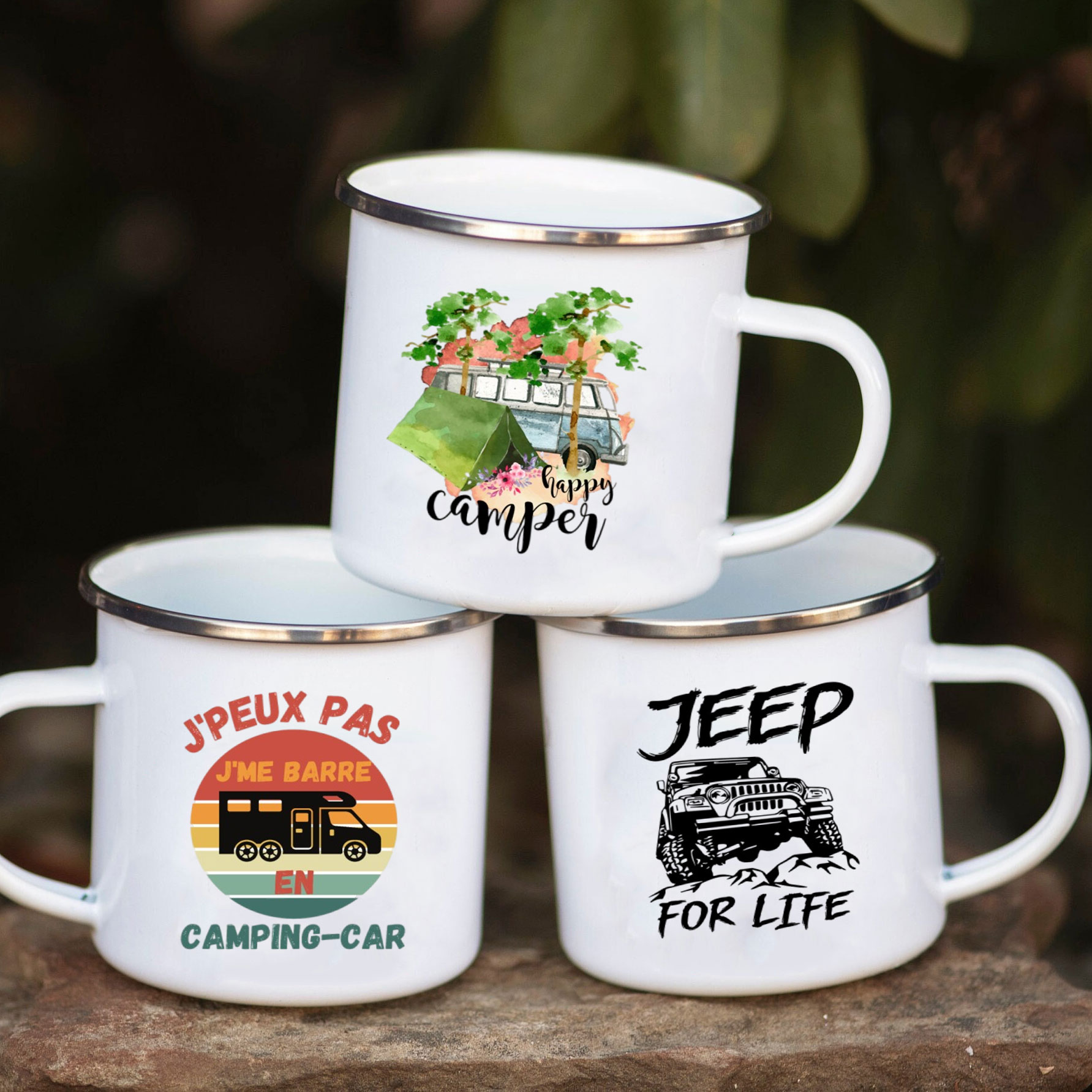 Outdoor Adventure Ideas - Mug en émail pour camping-car, tasse